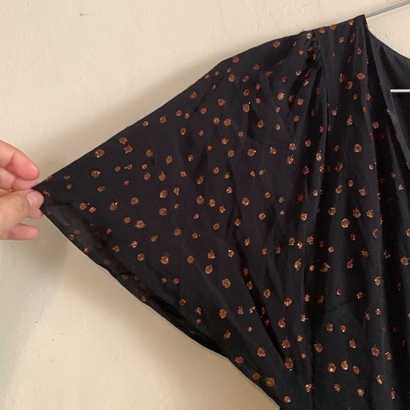 Madewell Cape-Sleeve Mini Dress in Metallic Dots NWT Size 00 - Picture 7 of 8